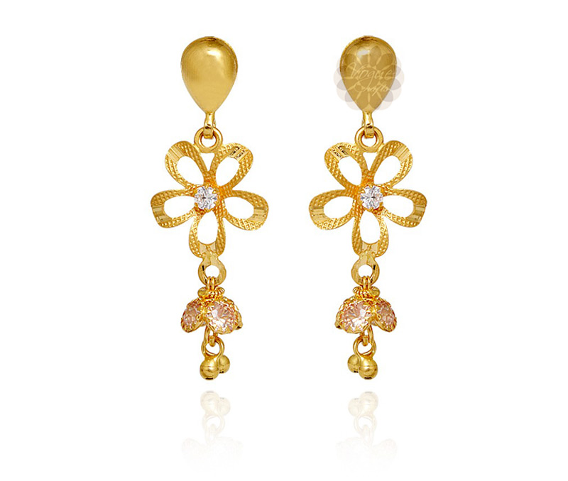 Vogue Crafts & Designs Pvt. Ltd. manufactures Gold Flower Dangler Earrings at wholesale price.